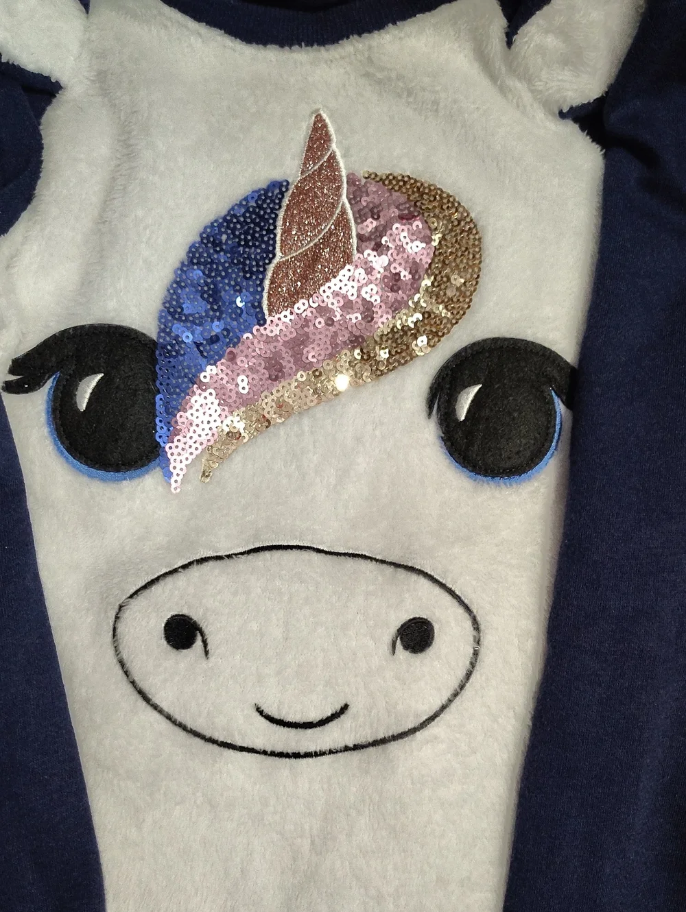 Justice Navy & White Unicorn Sequin Sweatshirt Sz 10 $15